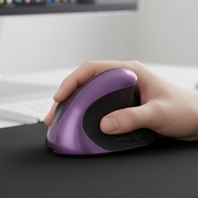 Souris ergonomique ComfortMax violet setup bureau télétravail professionnel