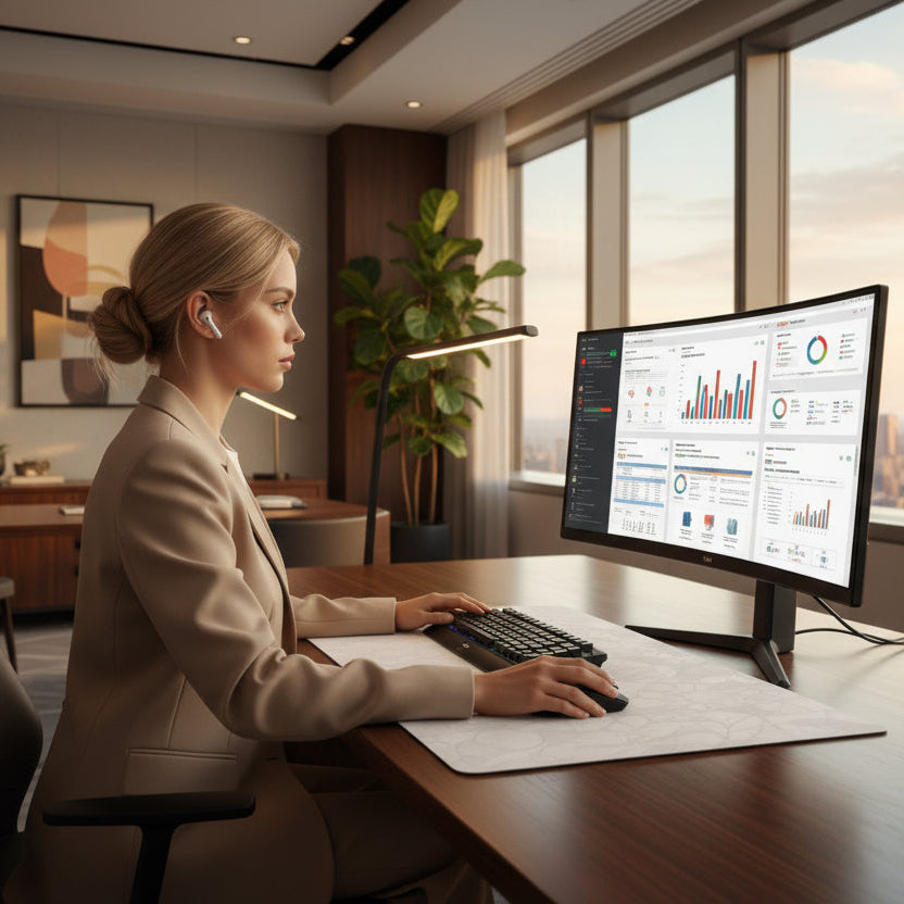 Sous main bureau blanc femme au travail bureau confort quotidien