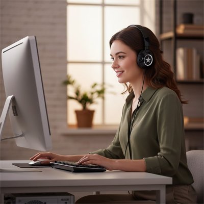 Casque audio filaire noir bluetooth femme télétravail