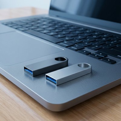 Clé usb 1to​ les 2 clés sur portable argentée et noire