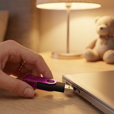 Clé usb 64 go​  rose vue d'insertion