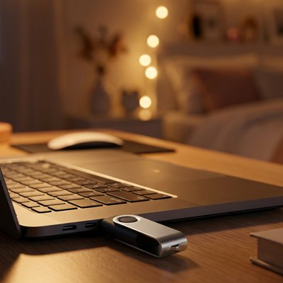 Clé usb 64 go​  argenté inséré sur le côté du portable - Mon univers Tecno