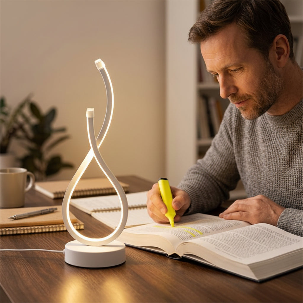 Lampe de bureau sans encombrement homme a la lecture