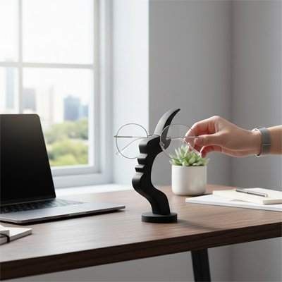 Porte lunette noir sur table avec lunette - Mon Univers Tecno