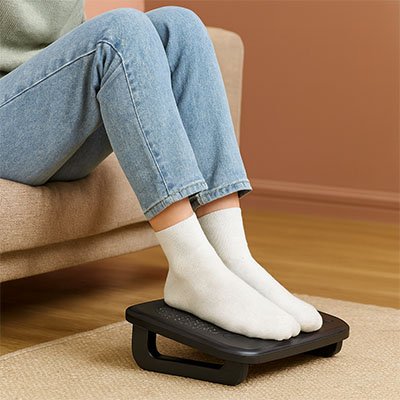 Repose pieds bureau noir inclinaison vers l'avent