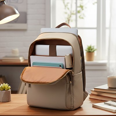 Sac a dos ordinateur femme kaki ouvert 