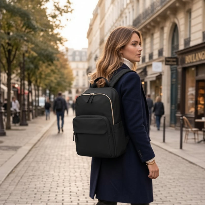 Sac à dos ordinateur femme noir compartiment spacieux