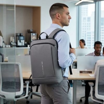 Sac a dos ordinateur portable gris foncé imperméable 