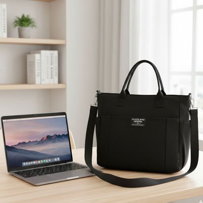 Sac ordinateur femme noir couture robuste bureau