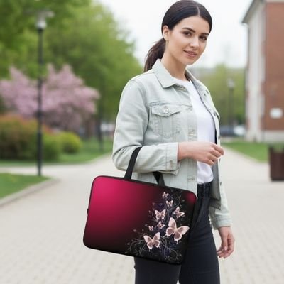 Sacoche ordinateur femme rouge fleur - Mon Univers Tecno