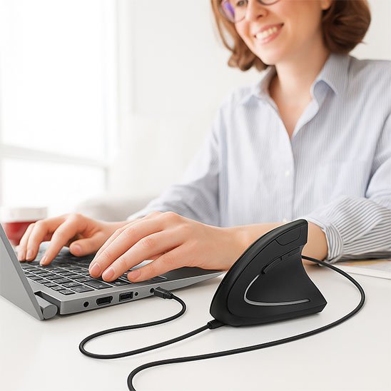 Souris ergonomique noir vue coté