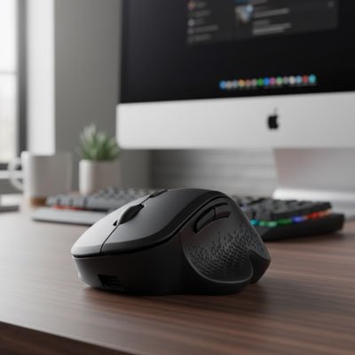 Souris ergonomique  noir vu de proche avec détail - Mon Univers Tecno