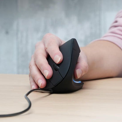 Souris ergonomique  noir avec fil vue face - Mon Univers Tecno