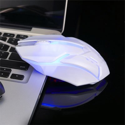 Souris filaire blanche sur portable
