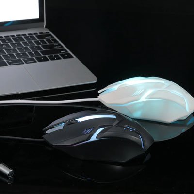 Souris filaire blanc et noir illuminé - Mon Univers Tecno