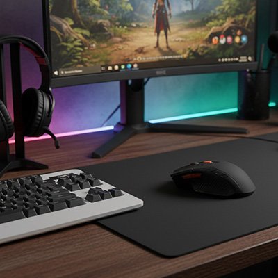 Souris sans fil noir sur bureau