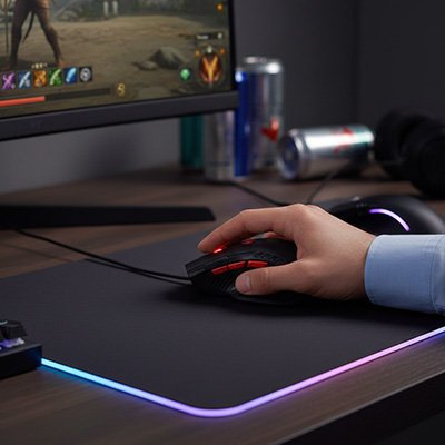 Souris sans fil au travail branché