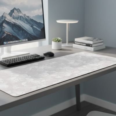 Sous main bureau blanc sur table vue de gauche