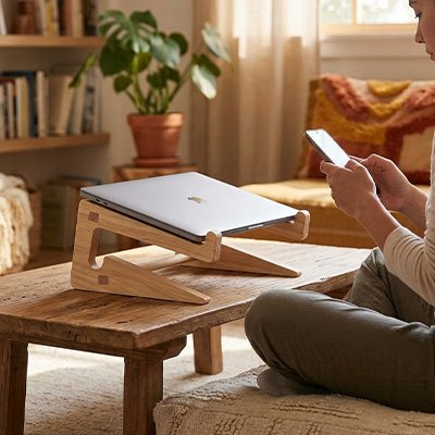 Support ordinateur portable bonne circulation air sur table