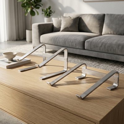 Support ordinateur portable ergonomique sur bureau présentation - Mon Univers Tecno