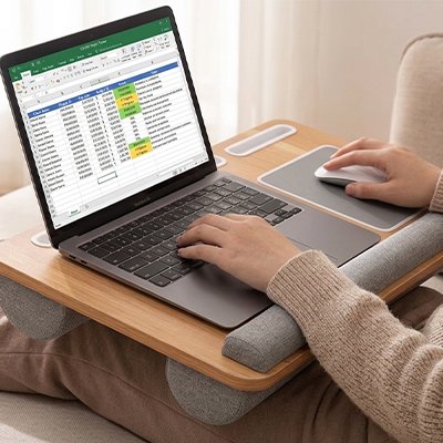 Support ordinateur portable café vue latéral  anti- dérapant