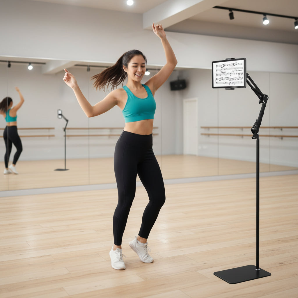 Support pour tablette femme sport sur place