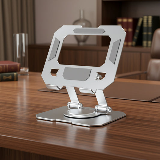 Support tablette ergonomique argenté  vue de face - Mon Univers Tecno