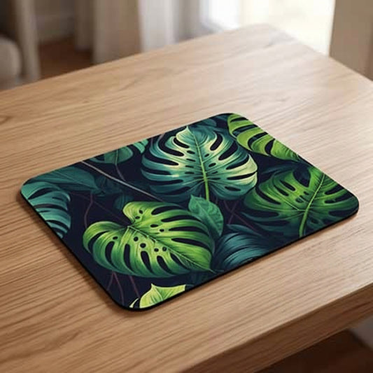 Tapis de souris doux feuilles vertes bureau présentation - Mon Univers Tecno