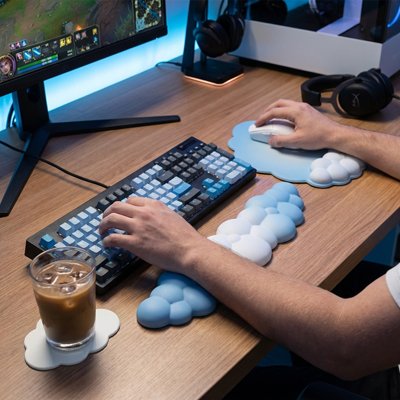 Tapis de souris ergonomique bleu antidérapent