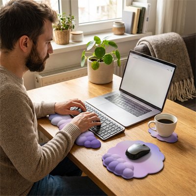 Tapis de souris ergonomique violet réduit tension