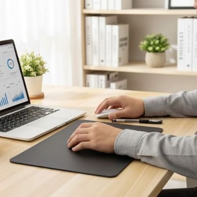 Tapis de souris noir sur table - Mon Univers Tecno