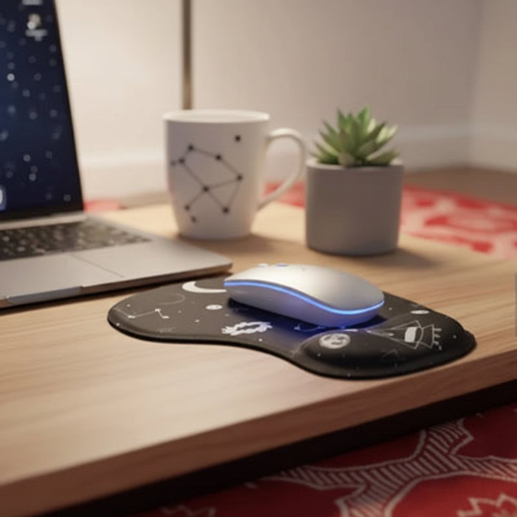Tapis de souris ergonomique noir avec souris gaming précision